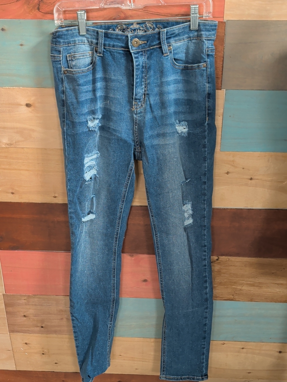 Wax Jean Blue Distressed Skinny Jeans